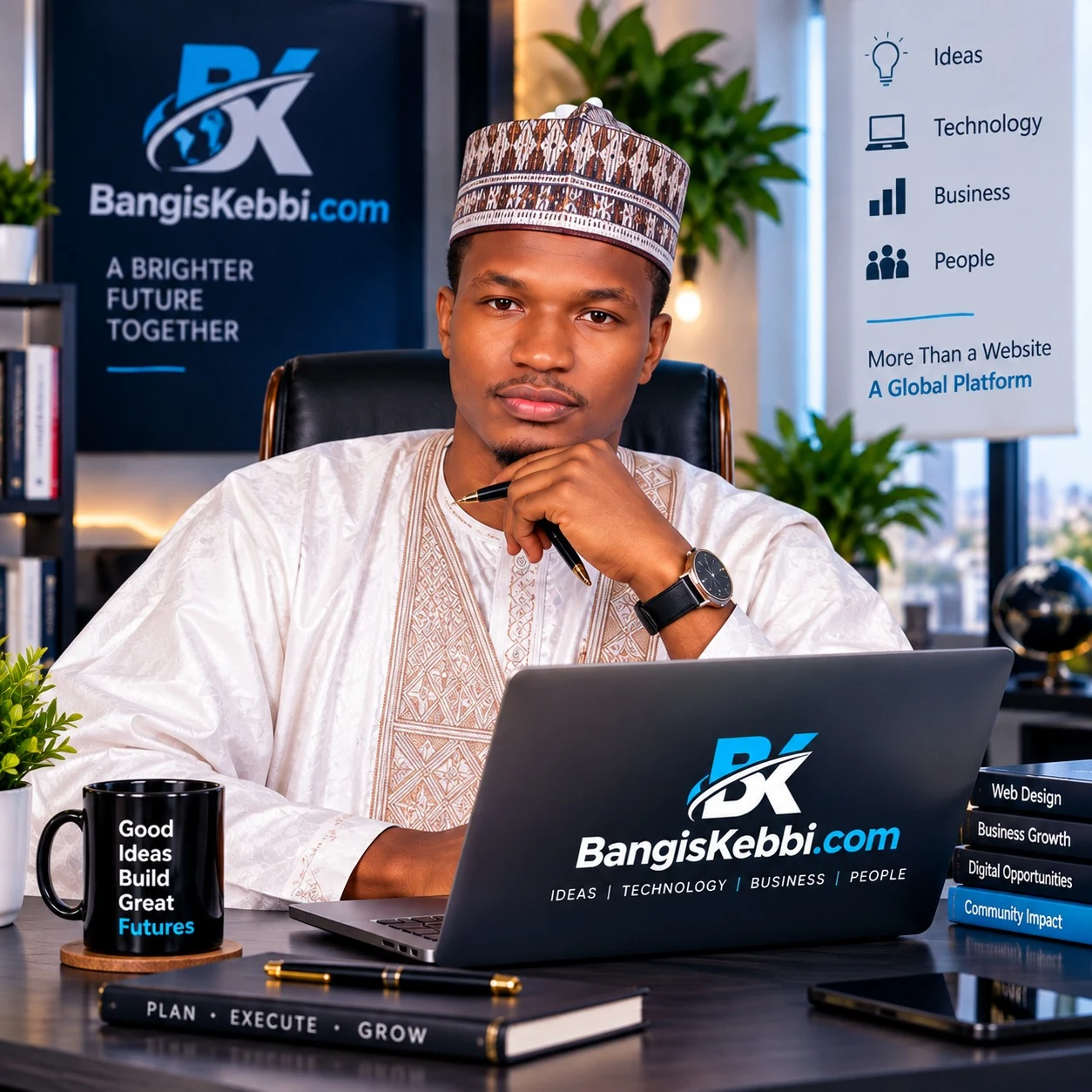 Abubakar Alhaji Abubakar at his BangisKebbi.com workspace